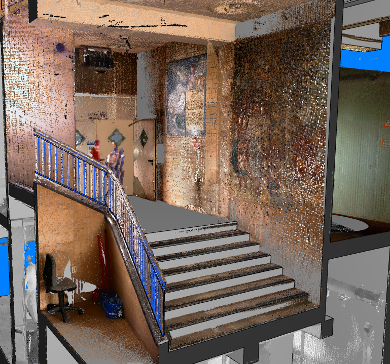 staircase with pointcloud 
